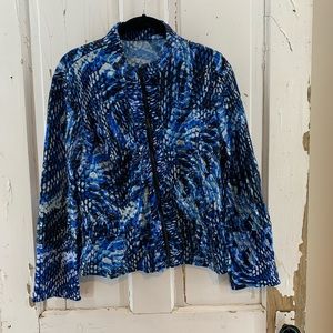 Chico’s Blue Black White Shiny Jacket